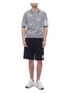 Hector Diagonal Virgin Wool Short Sleeve Polo Shirt Grey - THOM BROWNE - BALAAN 4