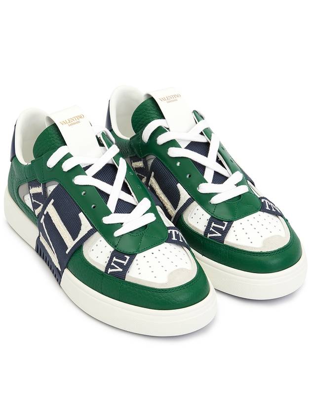 Men's VLTN Logo Low Top Sneakers Green - VALENTINO - BALAAN 4