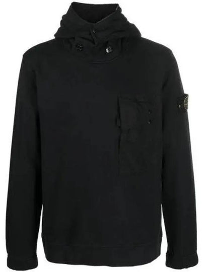 Garment Dyed Brushed Cotton Fleece Hoodie Black - STONE ISLAND - BALAAN 2