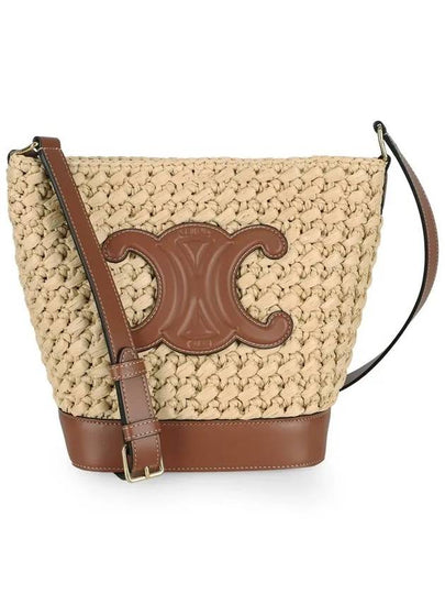 Cuir Triomphe Small Raffia Bucket Cross Bag Natural - CELINE - BALAAN 2