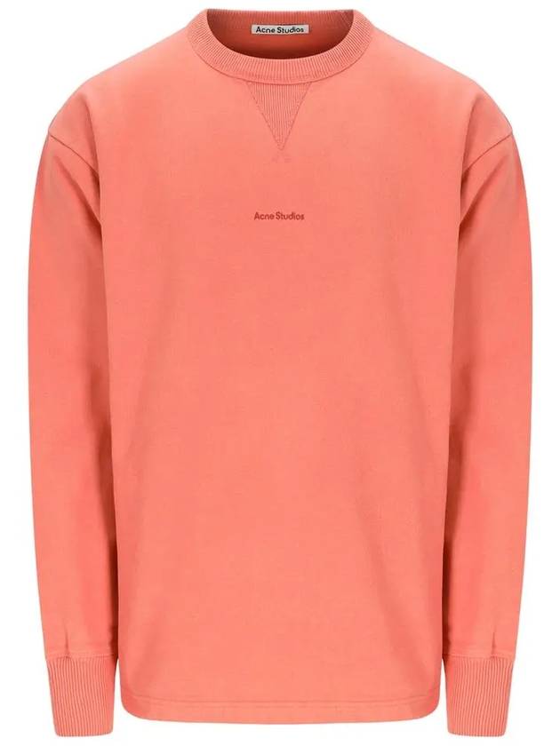 Logo Cropped Neck Oversized Fit Sweatshirt Salmon Pink - ACNE STUDIOS - BALAAN 3