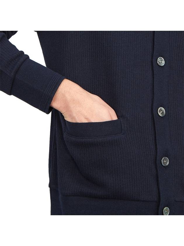 Logo Patch Rib Cardigan Navy - THOM BROWNE - BALAAN 9