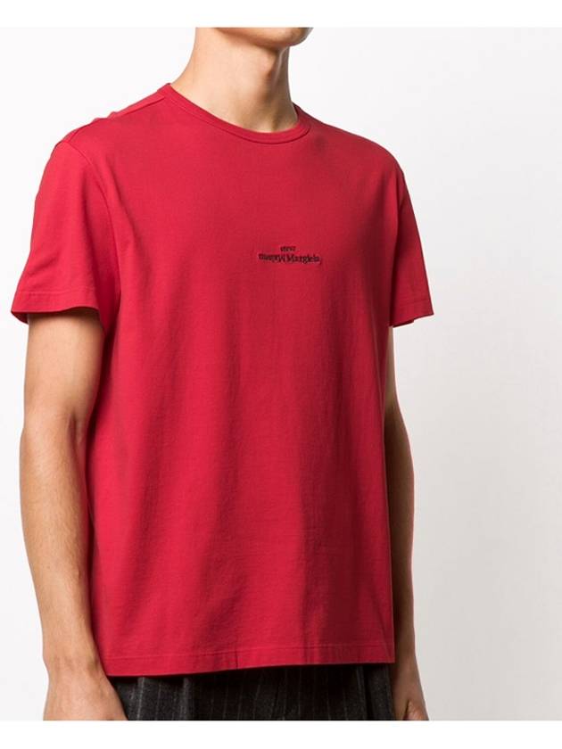 Reverse Embroidered Logo Stitched Cotton Short Sleeve T-Shirt Red - MAISON MARGIELA - BALAAN 7