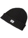 Extra Fine Merino Wool Logo Beanie Black - CP COMPANY - BALAAN 4