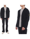 Wappen Patch V-Neck Cardigan Black - STONE ISLAND - BALAAN 3