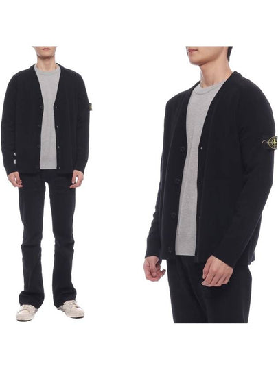 Wappen Patch V-Neck Cardigan Black - STONE ISLAND - BALAAN 2