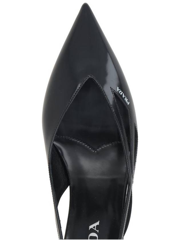 Cut out Brushed Leather Ballerina Black - PRADA - BALAAN 4