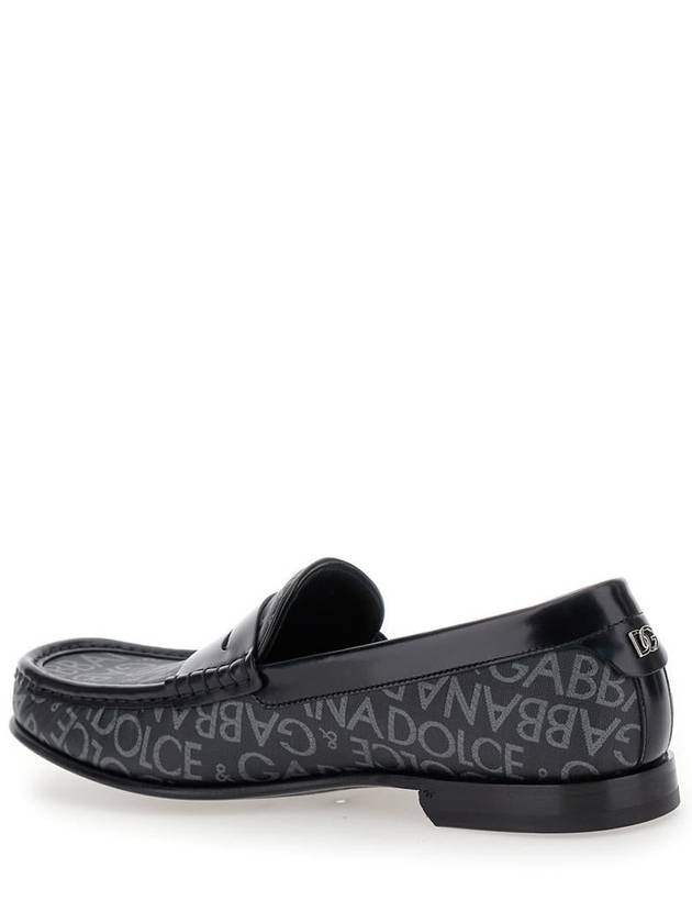 'City' Black Loafers With All-Over Logo In Cotton And Leather Man - DOLCE&GABBANA - BALAAN 3