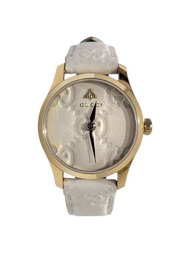 Women YA126580A 561600 White Signature Leather Watch - GUCCI - BALAAN 3