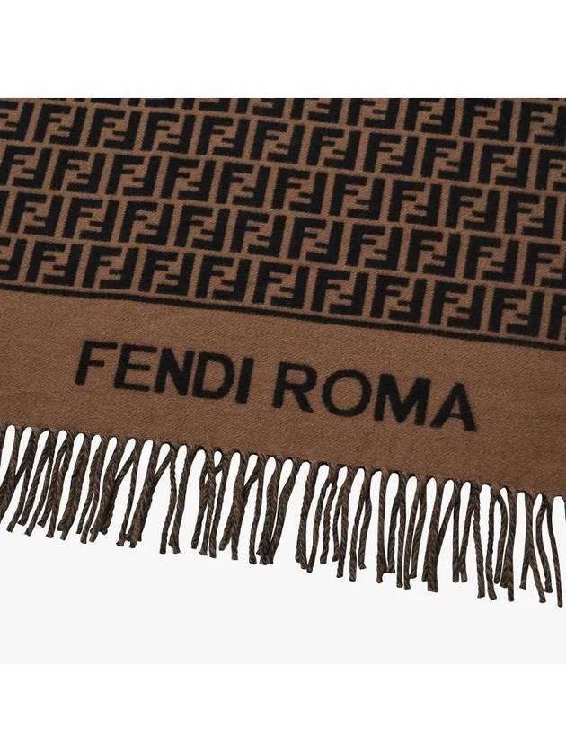 Roma Allover Logo Wool Cashmere Poncho Brown - FENDI - BALAAN 4