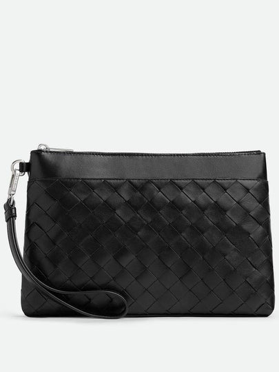 Intrecciato Prism Leather Clutch Black - BOTTEGA VENETA - BALAAN 2