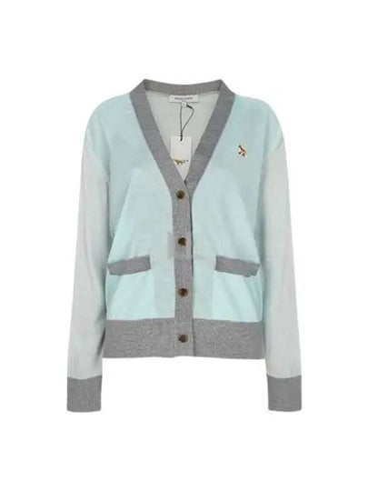 Baby Fox Patch Color Block Cardigan Peppermint - MAISON KITSUNE - BALAAN 2