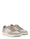 Logo Patch Leather Low Top Sneakers Grey - BRUNELLO CUCINELLI - BALAAN 5