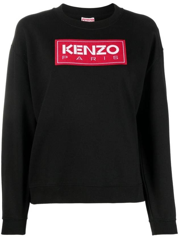 Logo Patch Sweatshirt Black - KENZO - BALAAN 2