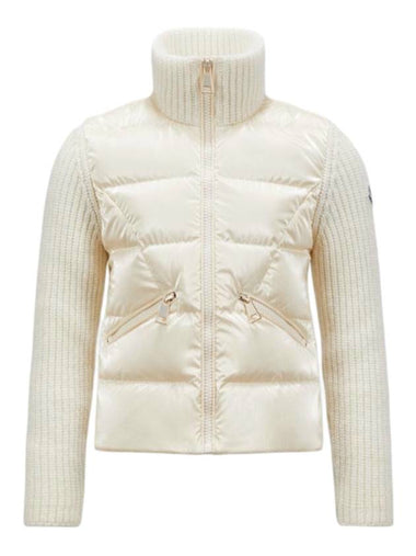 Kids Zip Up Wool Padding Cardigan White - MONCLER - BALAAN 1