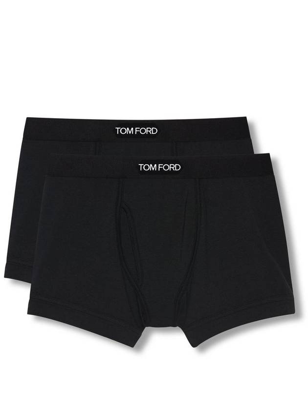 Men's Cotton Boxer Briefs Black 2 Pack - TOM FORD - BALAAN 2