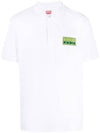 Paris Logo Patch Cotton Short Sleeve Polo Shirt White - KENZO - BALAAN 1