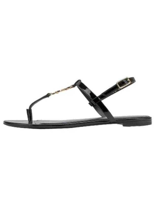 Cassandra flat sandals black - SAINT LAURENT - BALAAN 1