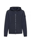 Ghost Piece Cotton Wool Fleece Zip Up Hoodie Navy - STONE ISLAND - BALAAN 2