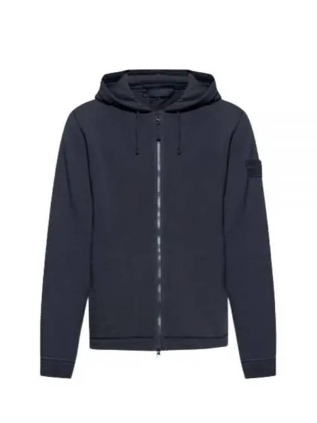 Ghost Piece Cotton Wool Fleece Zip Up Hoodie Navy - STONE ISLAND - BALAAN 2