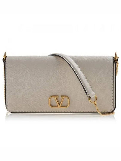 V Logo Signature Leather Chain Shoulder Bag Ivory - VALENTINO - BALAAN 2