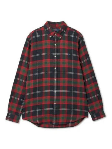 Classic fit plaid brushed flannel shirt navy 410 - POLO RALPH LAUREN - BALAAN 1