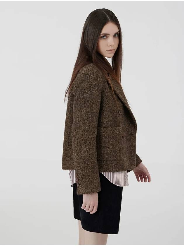 Short herringbone double jacket brown - VOYONN - BALAAN 6