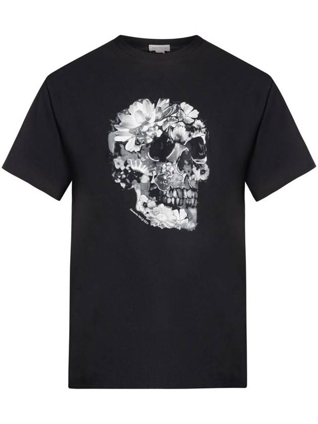 Alexander McQueen Wax Flower Skull T-Shirt Clothing - ALEXANDER MCQUEEN - BALAAN 1