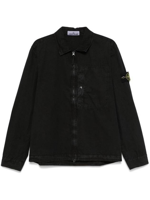 Waffen Hidden Snap Button Zip-Up Jacket Black - STONE ISLAND - BALAAN 1