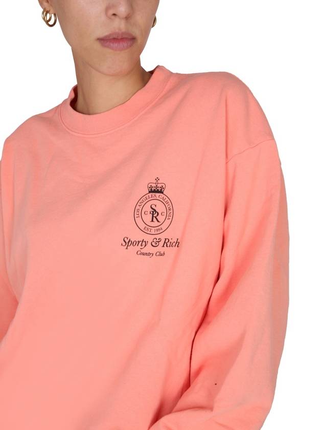 Crown Crew Neck Sweatshirt Grapefruit - SPORTY & RICH - BALAAN 5