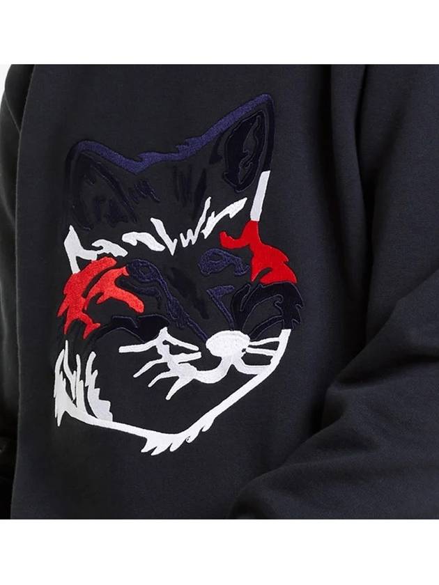 Big Fox Embroidery Round Neck Cotton Sweatshirt Black - MAISON KITSUNE - BALAAN 6