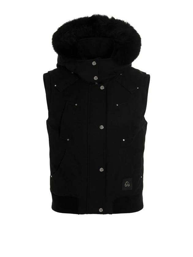 Lexington Logo Patch Cotton Hoodie Padding Vest Black - MOOSE KNUCKLES - BALAAN 1