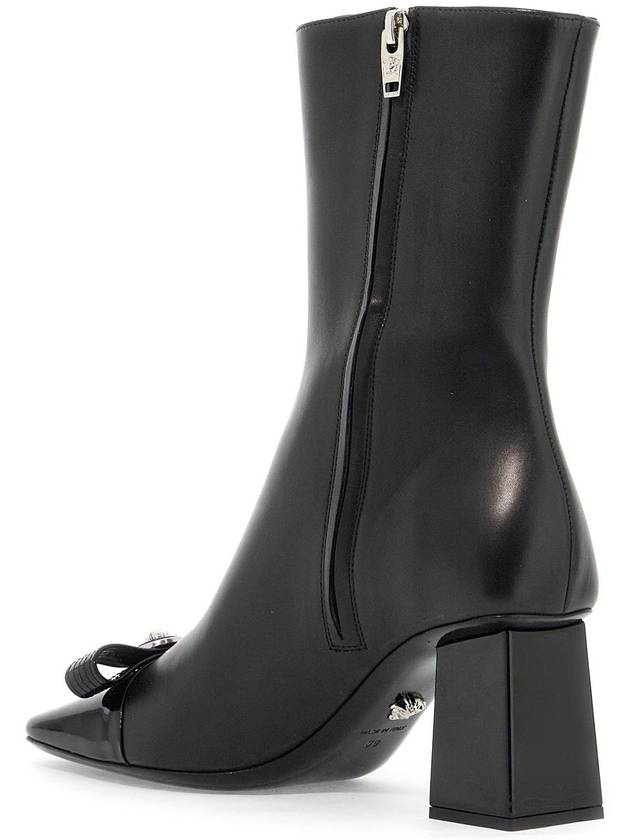 gianni ribbon leather ankle boots with - VERSACE - BALAAN 3