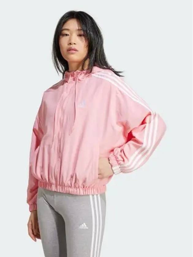 Essential 3S Woven Windbreaker Women s Semi Pink Spark IY4261 693536 - ADIDAS - BALAAN 1