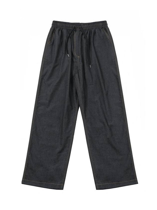 Black fake denim banding wide pants - ARCANE FUNK - BALAAN 2