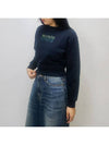 Gradient boxy brushed crop sweatshirt NW00309KM0326 Navy - MAISON KITSUNE - BALAAN 5