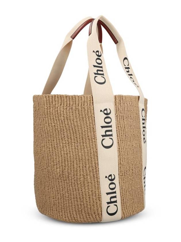 Large Woody Basket Tote Bag White Beige - CHLOE - BALAAN 4