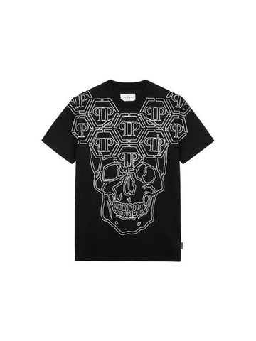 Men's Crystal Logo Skull T-Shirt Black 270005 - PHILIPP PLEIN - BALAAN 1