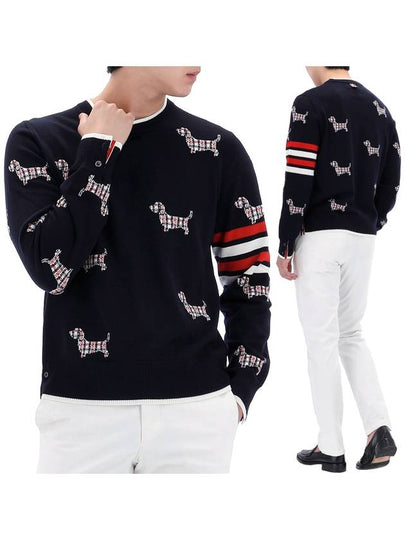 4-Bar Relaxed Hector Pullover Wool Knit Top Navy - THOM BROWNE - BALAAN 2