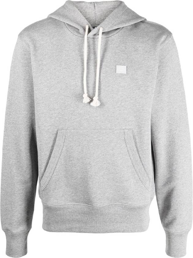 Face Logo Patch Cotton Hoodie Light Grey - ACNE STUDIOS - BALAAN 2