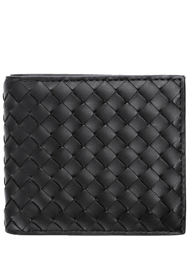 Men's Intrecciato Half Wallet Black - BOTTEGA VENETA - BALAAN 1