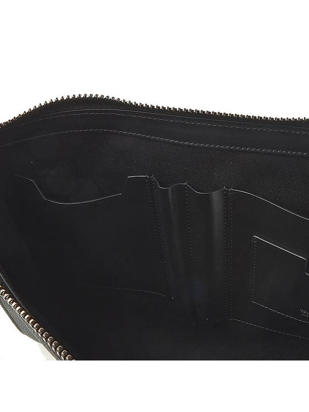 Logo Short Grain Leather Clutch Bag Black - TOM FORD - BALAAN 10