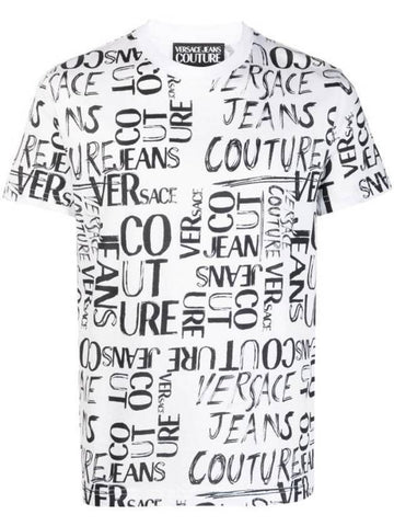 all-over logo lettering short sleeve t-shirt white - VERSACE - BALAAN 1