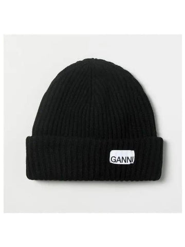 23FW A4429 Logo Patch Tab Wool Beanie Hat 1008692 - GANNI - BALAAN 1