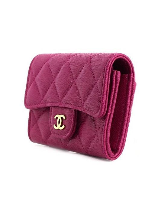 CH Classic Caviar Flap Zipper Card Wallet Purple Gold CH41WT007 - CHANEL - BALAAN 2