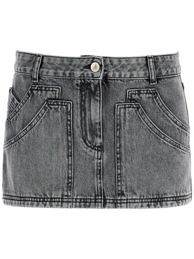 gray high-waisted slim fit denim mini skirt - THE ATTICO - BALAAN 1