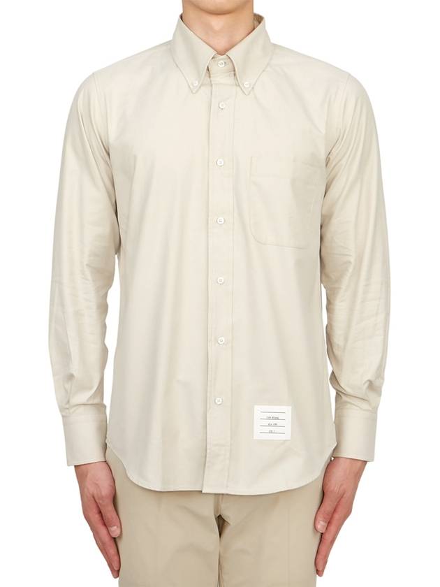 Men's Flannel Back Stripe Straight Fit Cotton Long Sleeve Shirt Beige - THOM BROWNE - BALAAN 2