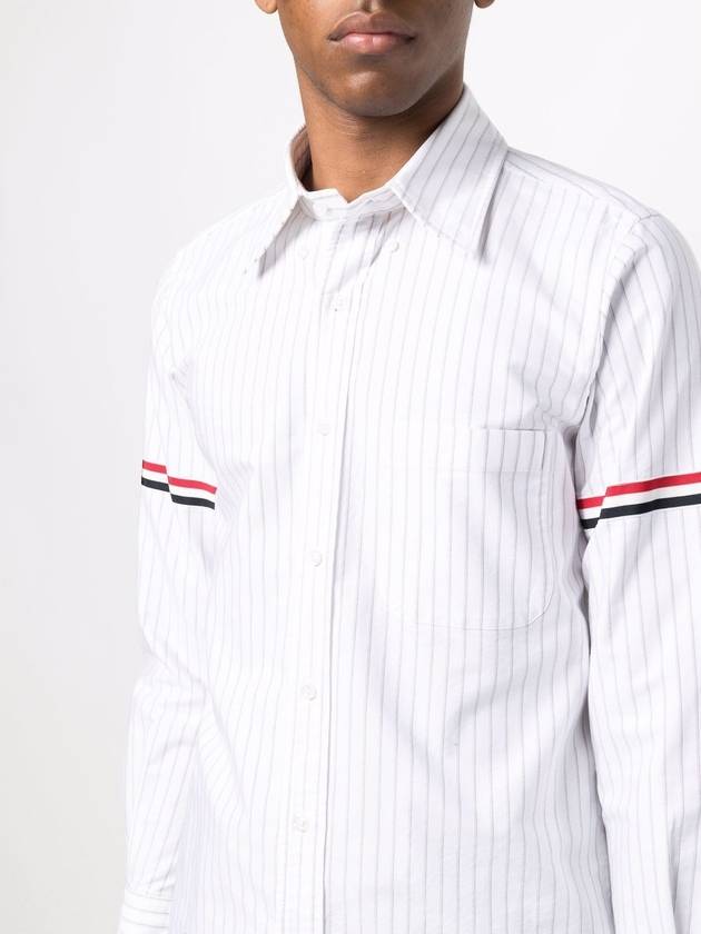 Oxford Armband Stripe Cotton Long Sleeve Shirt White - THOM BROWNE - BALAAN 7