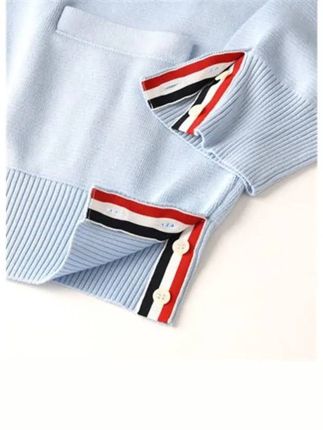 Milano Stitch Sprite Armband Cotton V-neck Cardigan Light Blue - THOM BROWNE - BALAAN 6