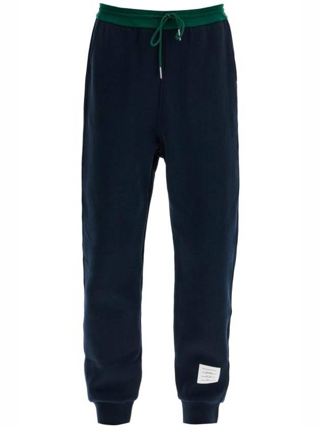 Colour Block Cotton Track Pants Navy - THOM BROWNE - BALAAN 2